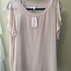 NWT philosophy ruffle sleeve top- blush pink  -L